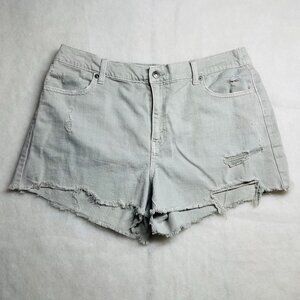 Aerie Womens Gray Frayed Hem Daydream Distressed Denim Cut-Off Short Size L